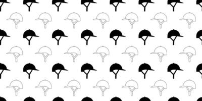 black white equestrian helmet seamless pattern vector