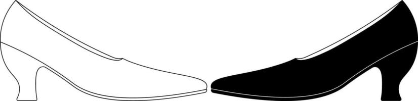 side view Spool heel shoe icon set vector