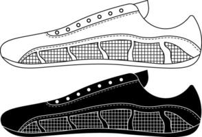 side view Water shoe icon set vector