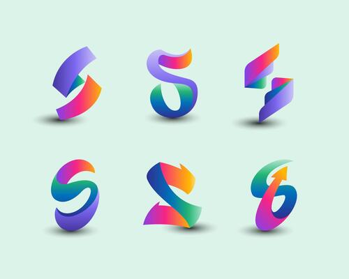 Set of creative colorful letter s logo template