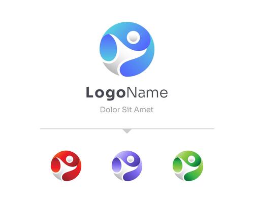 Set of colorful people logo gradient