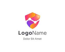 Colorful LogoName design with a shield vector