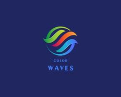 Colorful waves with smooth gradient logo vector