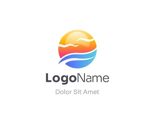 Creative wave with sun logo gradient