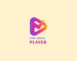Colorful fire with play media logo vector
