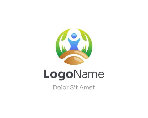 Creative people with garden logo gradient
