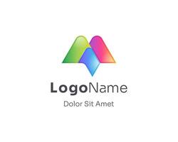 Simple colorful initial letter m logo vector