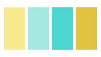 Yellow, Tiffany Blue, Cyan, Freesia color palette. Set of bright color palette combination in rgb hex. Color palette for ui ux design. Abstract illustration for your graphic design, banner, poster vector