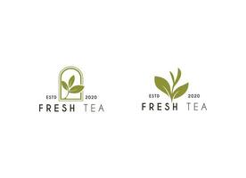 Natural Tea Logo with Green Leaf Icon vector