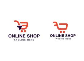 Modern Online Shop Logo Design with Shopping Cart Icon vector
