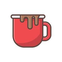 Red cup with coffee. Flat simple icon design vector