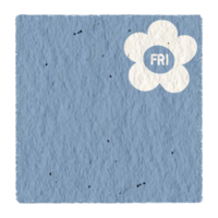 Weekly memo sheet stickers, paper notes, journal, to do list, for daily planner, Friday with blue paper texture. png