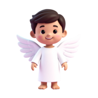 Cute angel boy character with wings on transparent background png