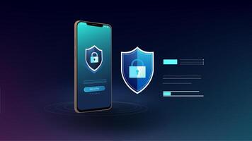 Mobile phone displaying security features vector