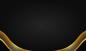 Luxury aesthetic abstract background with symmetrical golden wave frame on black vector