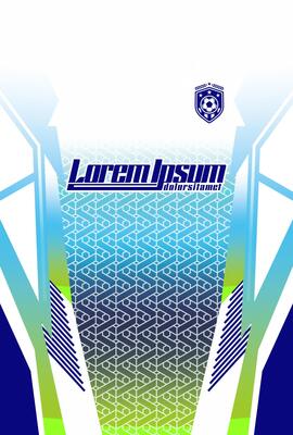 White Soccer Jersey with Blue and Green Geometric Fade Pattern and Diagonal Line Accents