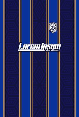 Navy Blue and Gold Vertical Striped Soccer Jersey with Geometric Pattern