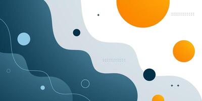 Abstract blue wave banner background with orange circle element pattern background. Colorful wave pattern on white background. vector