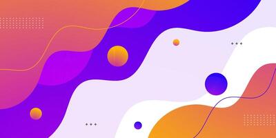 Abstract colorful orange and purple wave fluid banner background. Trendy shapes pattern on white color background. Simple banner concept. vector