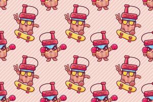 Colorful cartoon characters in a playful pattern vector