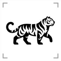 Tiger Symbol Icon Animal Pictogram Full-body Side View Simple vector
