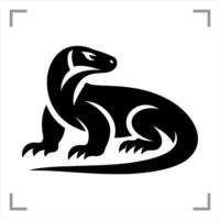 Komodo Dragon Symbol Icon Animal Pictogram Full-body Side View Simple vector