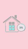 Animated house graphic with increasing percentages, pastel colors, and smooth transitions on a pink background video