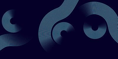 Dark Blue Abstract Spiral Line Background with Modern Circular Wave Pattern vector