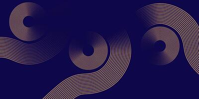 Dark Elegant Abstract Circular Line Background with Copper Gradient Waves vector