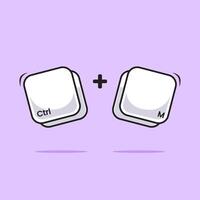 Ctrl M Shortcut combination icon, button, symbol for fast typing illustration. Work efficient innovation on computer technology vector