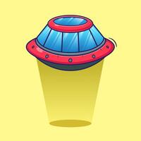 Alien spaceship ufo illustration cartoon icon mascot symbol isolated. illustration of futuristic flying saucer vector