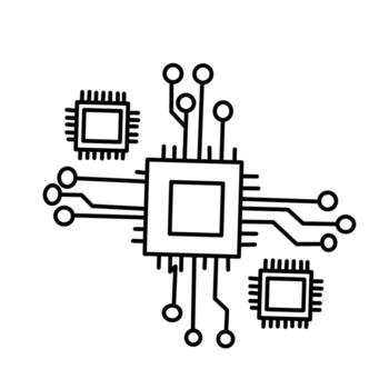 contorno de un central pastilla conectado a menor electrónico componentes ideal para tecnología ai informática y digital innovación diseños vector