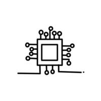 Simplified black outline of a central integrated circuit with connecting points extending outwards Representing a core processing unit or electronic component vector