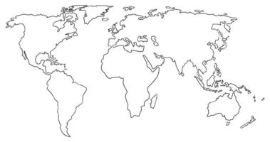 world map line style hand draw illustration vector