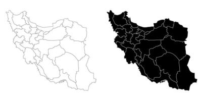 Iran map hand drawing two styles illustration shape and line vector