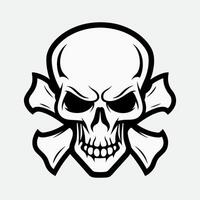 Black and white human skull with a lower jaw vector