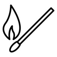 Black and white outline of a matchstick with a flame vector
