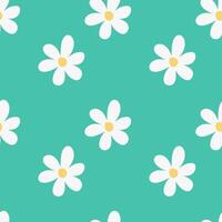 Floral pattern in 70's style with groovy daisies. Retro flowers. Naive design. 70's style. vector