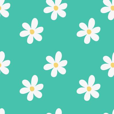 Floral pattern in 70's style with groovy daisies. Retro flowers. Naive design. 70's style.