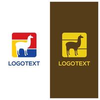Square Llama logo design template vector