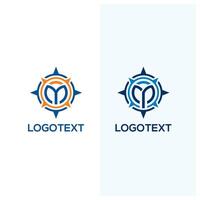 letter M and MP with Compass logo design vector