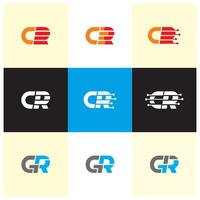 CR and GR initial logo icon design template vector