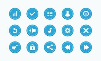 Blue Game UI Button Set Graphic Pack vector