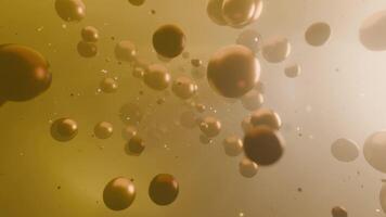 3D Animation Background, Movement of Abstract Gold Spheres and Particles, slow motion video