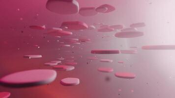 3D Animation Background, Movement of Abstract Red Disc Shape and Particles, slow motion video