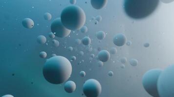 3D Animation Background, Movement of Abstract Blue Spheres and Particles, slow motion video