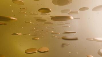 3D Animation Background, Movement of Abstract Gold Disc Shape and Particles, slow motion video