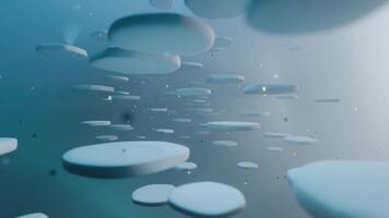 3D Animation Background, Movement of Abstract Blue Disc Shape and Particles, slow motion video