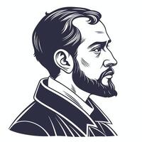 Portrait illustration of a man with beard art design template vector