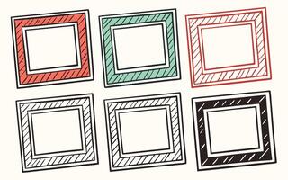 Colorful hand drawn frames art illustration template background design vector